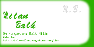 milan balk business card